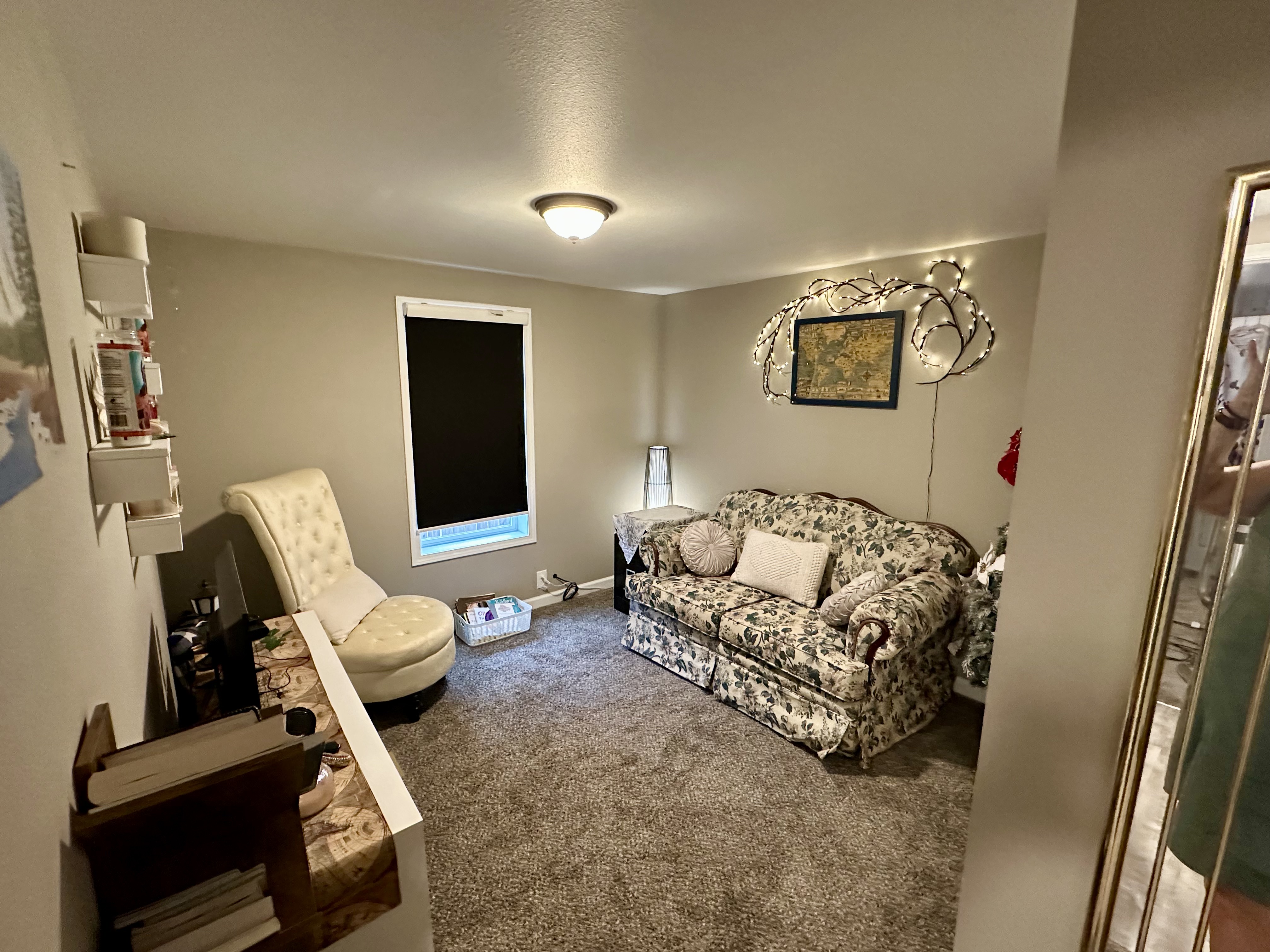 Former extra bedroom reimagined as a personal entertainment space to better serve its current use.